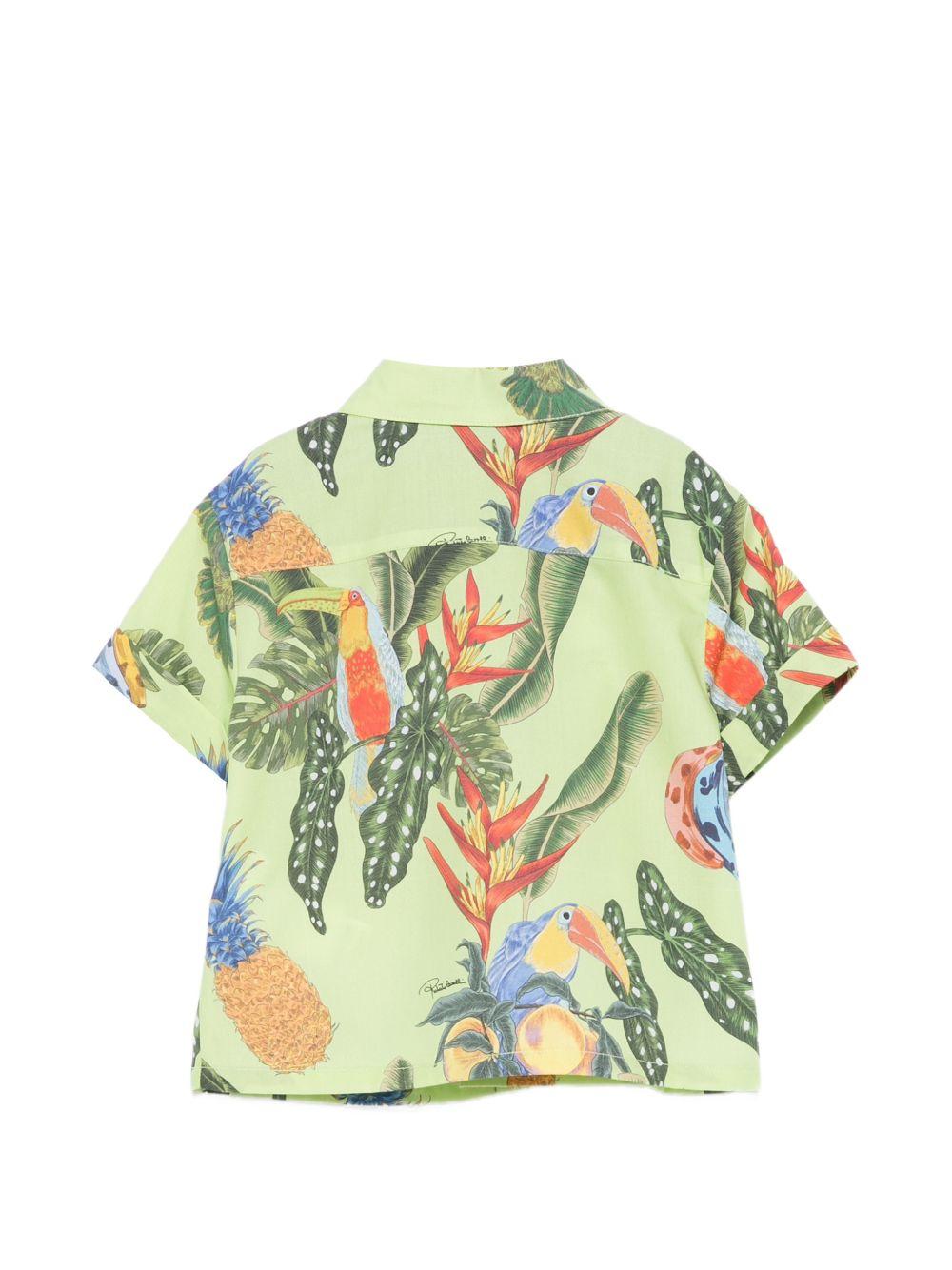 Camicia per neonato Roberto Cavalli Kids verde con stampa grafica tropicale CIP26089CA TROP. LIME ROBERTO CAVALLI KIDS