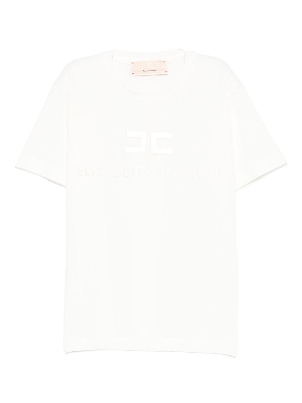 T-shirt per bambina Elisabetta Franchi La Mia Bambina avorio con logo EFTS2500JE006 0004 ElISABETTA FRANCHI