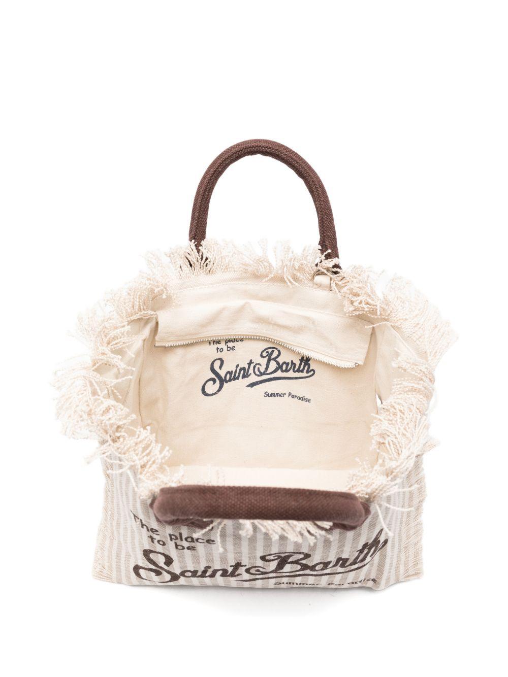Borsa Colette MC2 Saint Barth bianca e beige con motivo a righe COL0001 03450L MC2 ST. BARTH KIDS