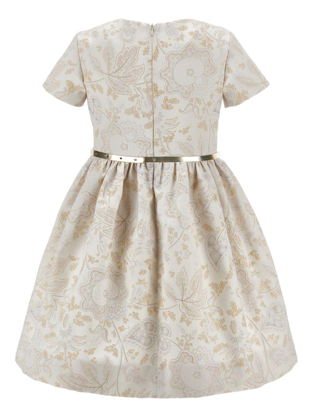 Abito per bambina Monnalisa beige con stampa a fiori all-over 71G920RM 7676 0170 MONNALISA KIDS