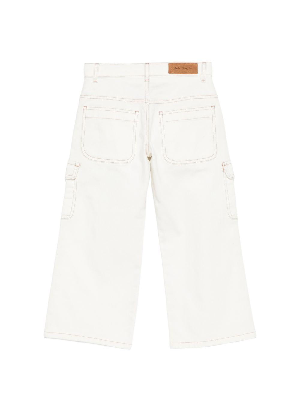 Jeans cargo per bambina Palm Angels Kids bianco con dettaglio logo PGCA026S26FAB001 002 PALM ANGELS KIDS