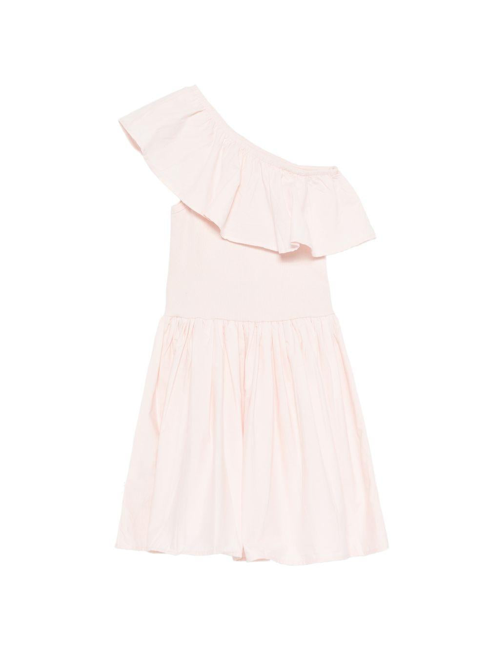 Abito monospalla per bambina Molo rosa chiaro con dettaglio balze 2S26E104 5647 MOLO KIDS