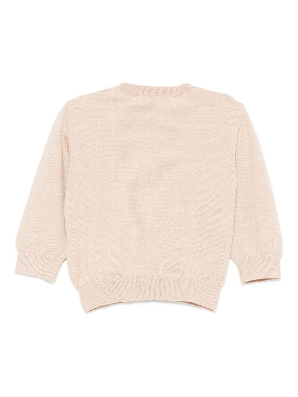 Maglione per neonato Fendi Kids beige con logo ricamato BUG203 AS5P F1P2N FENDI KIDS