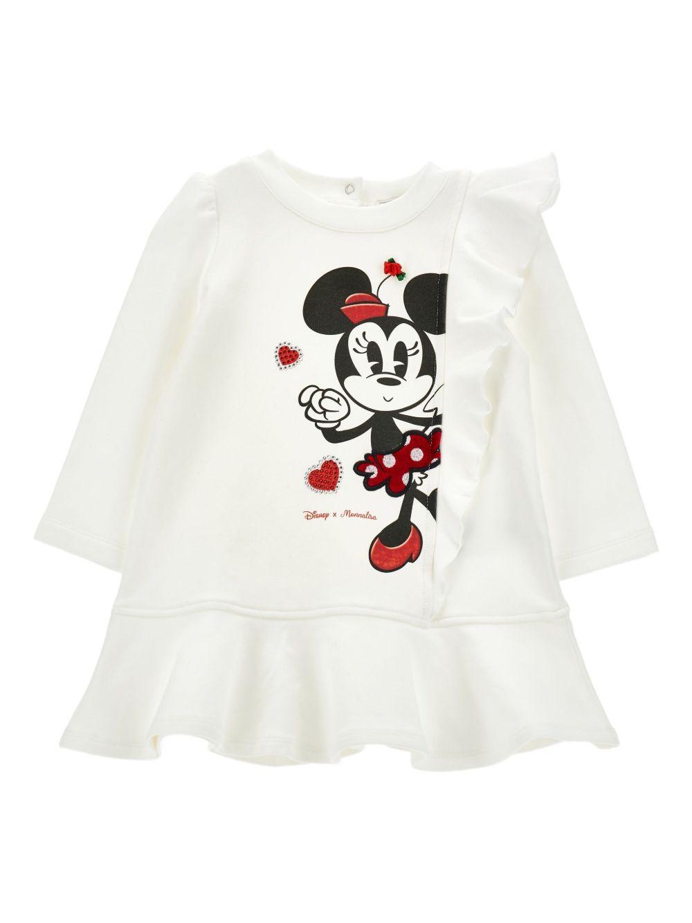Abito per neonata Monnalisa bianco con Minnie Mouse 39F903 6004 0001 MONNALISA