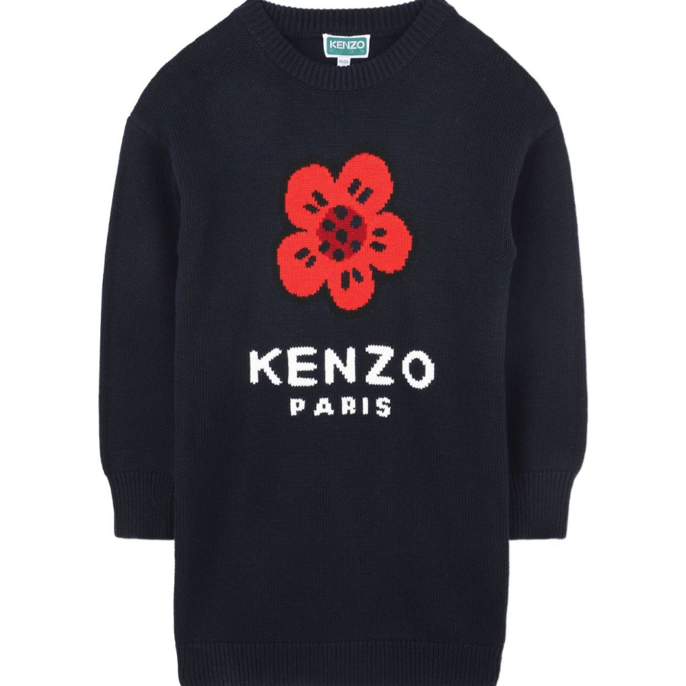 Abito per bambina Kenzo Kids blu con motivo Boke Flower K61356 845 KENZO KIDS