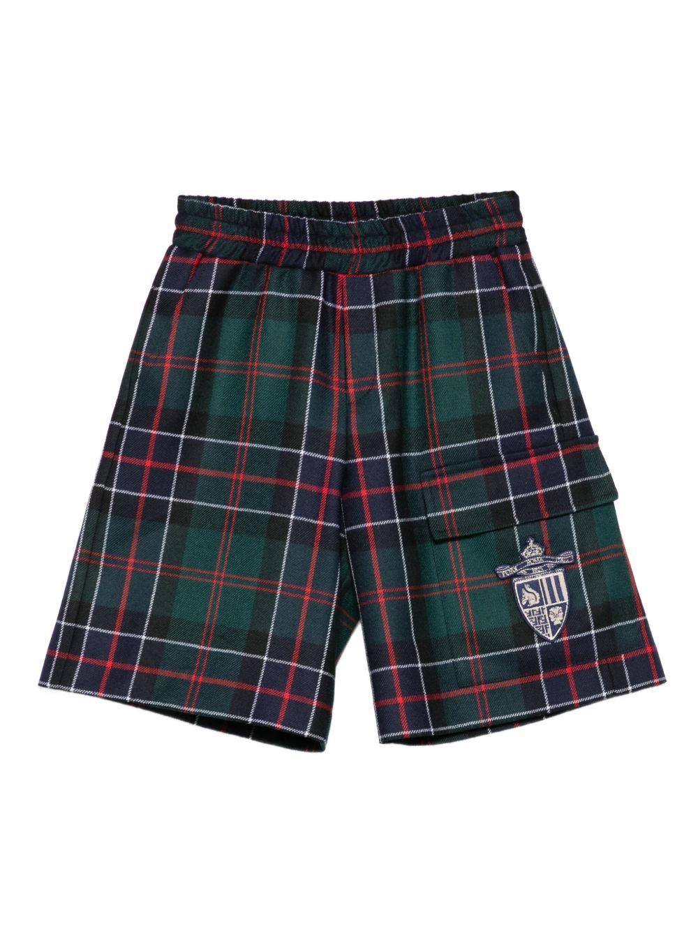 Shorts per bambino Fendi Kids verde con motivo a quadri JMF542 AUKK F0E3J FENDI KIDS