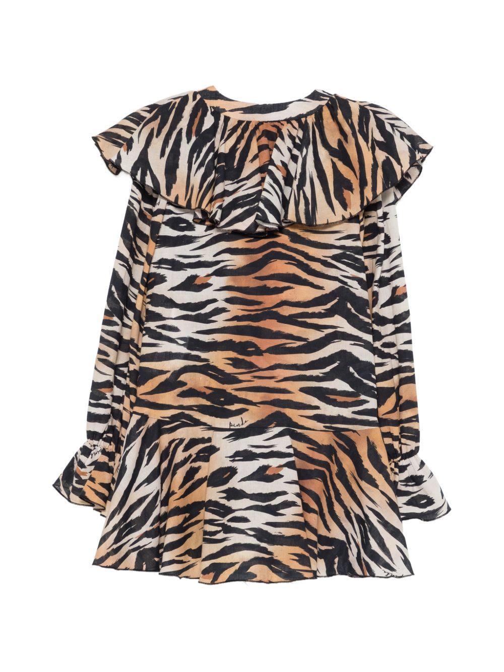 Abito per bambina Pinko Kids animalier con ruches KFAB0670CAK07 D463 PINKO KIDS
