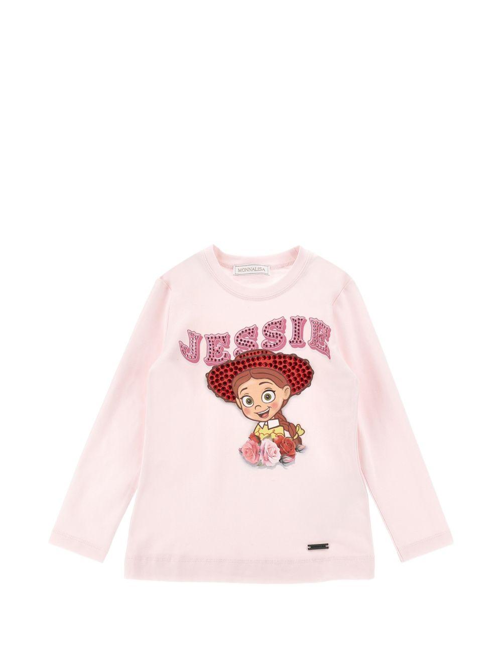 T-shirt per bambina Monnalisa Kids rosa con stampa grafica Jessie 19H602 8004 0091 MONNALISA KIDS