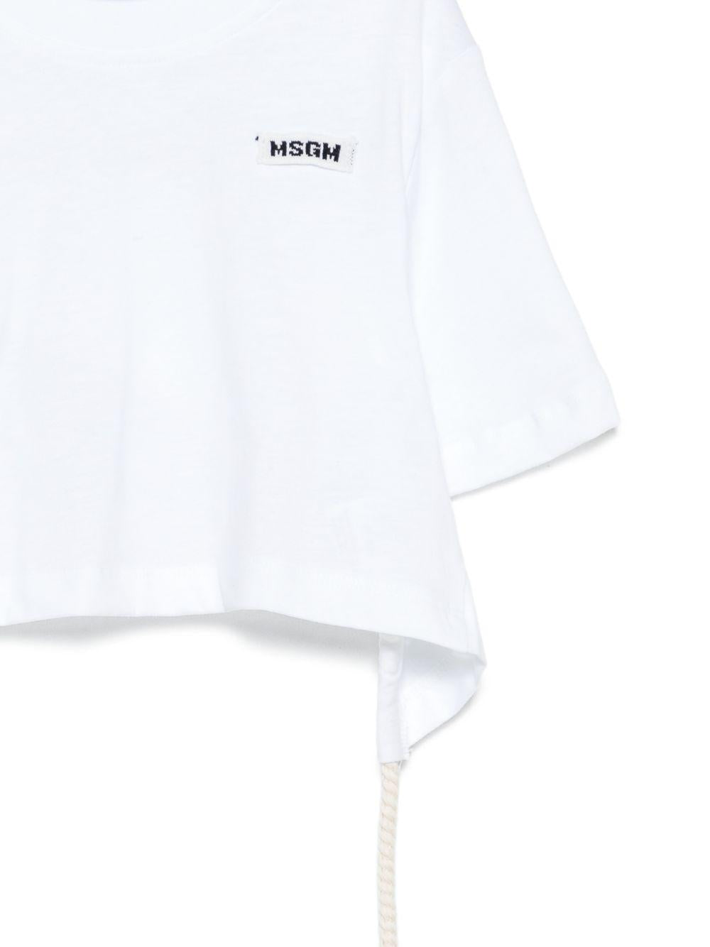 T-shirt per bambina MSGM Kids bianca con apertura sulla schiena S6MSJGTH179 001 MSGM KIDS