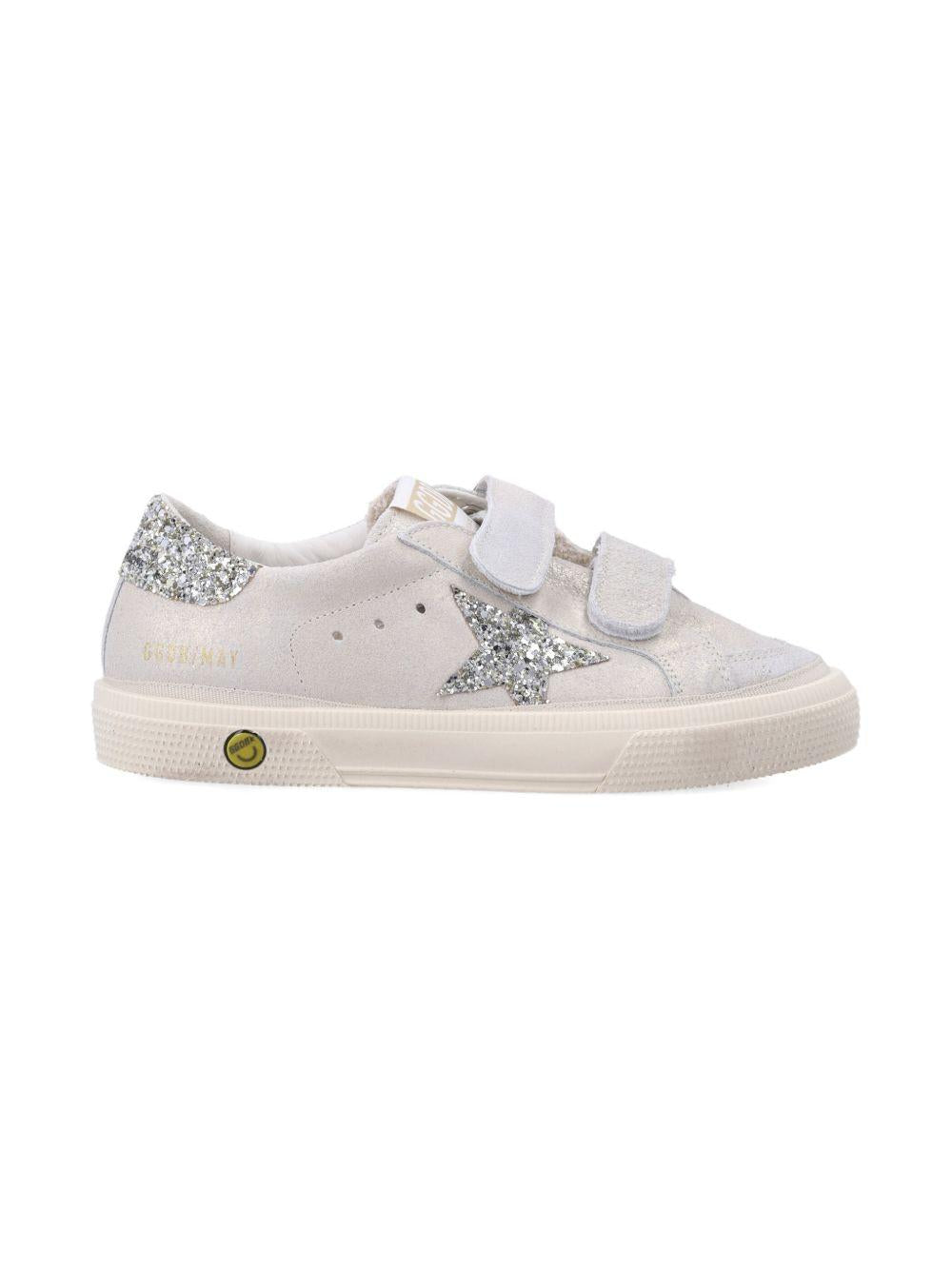Sneakers May School per bambina Golden Goose Kids grigio con dettagli glitter F00198F008077 65157 GOLDEN GOOSE KIDS