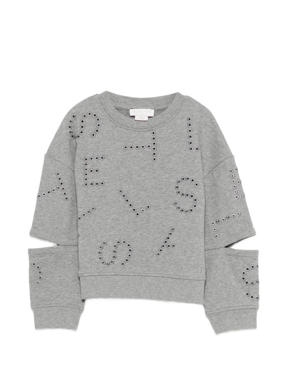 Felpa per bambina Stella McCartney Kids grigia con stampa logo all-over TY4B70 Z3409 808 STELLA McCARTNEY KIDS