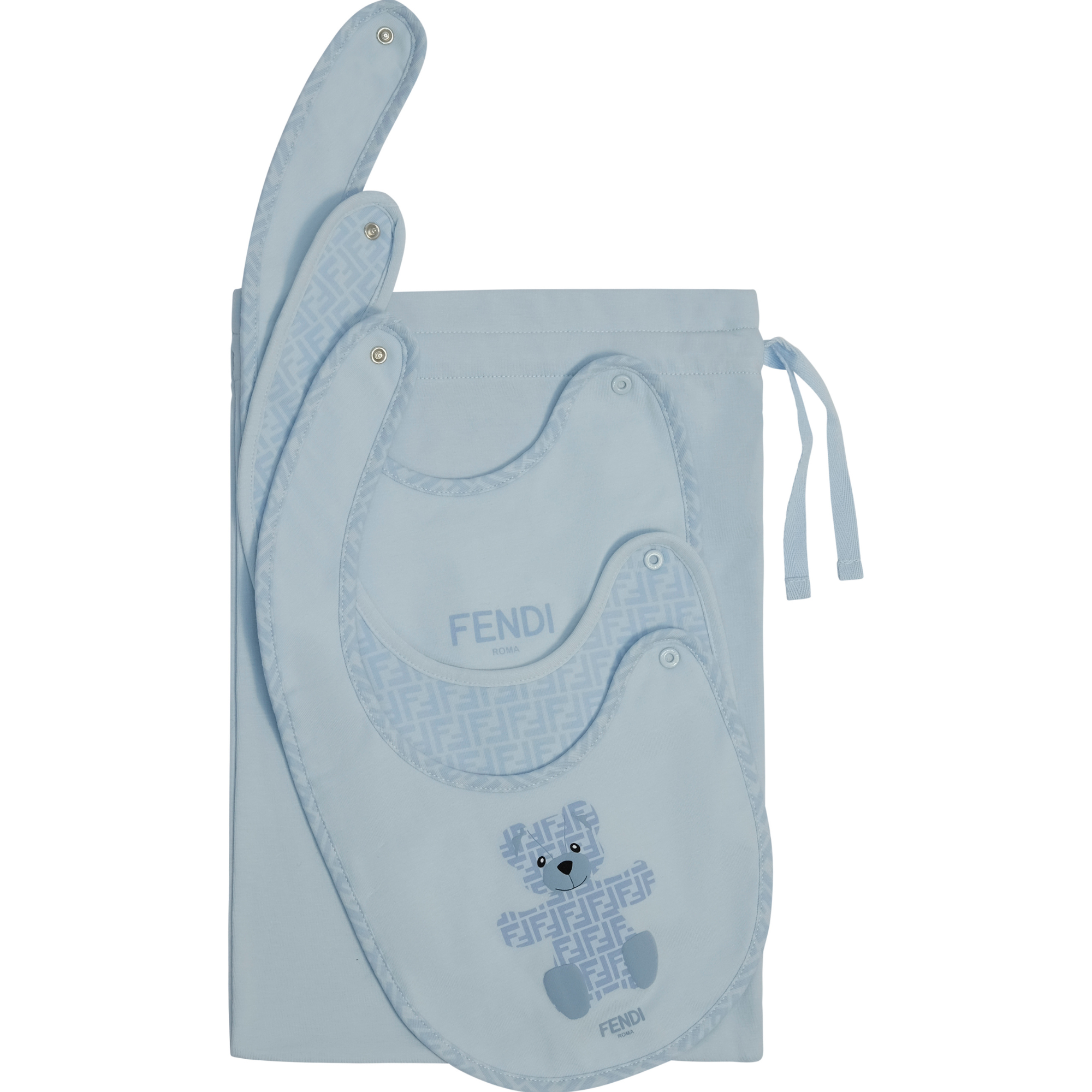 Bavaglini per neonati Fendi Kids azzurro con motivo con logo FF BUJ307 ST8 F19J4 FENDI KIDS