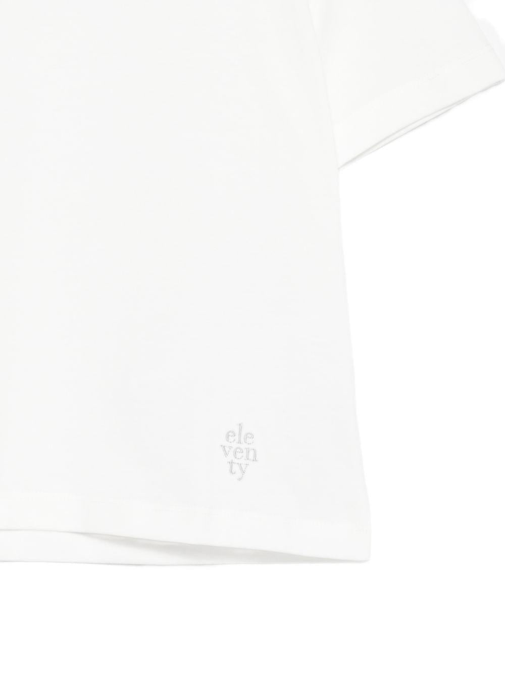 T-shirt per bambino Eleventy Kids bianca con girocollo a contrasto EZ8H11 Z3708 101 ELEVENTY KIDS