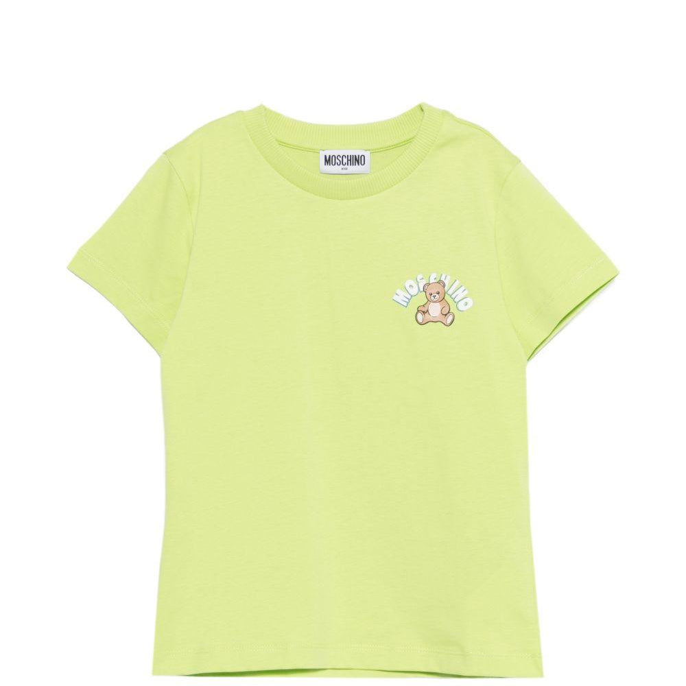 T-shirt per bambini Moschino Kids verde con stampa Teddy Bear HWM058LAA01 30355 MOSCHINO KIDS