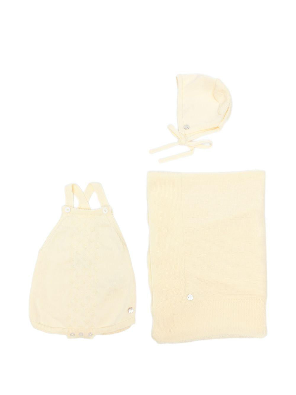 Set tutina cappellino e coperta per neonati Paz Rodriguez giallo con placca con logo 122-123193 05 PaZ RODRIGUEZ KIDS