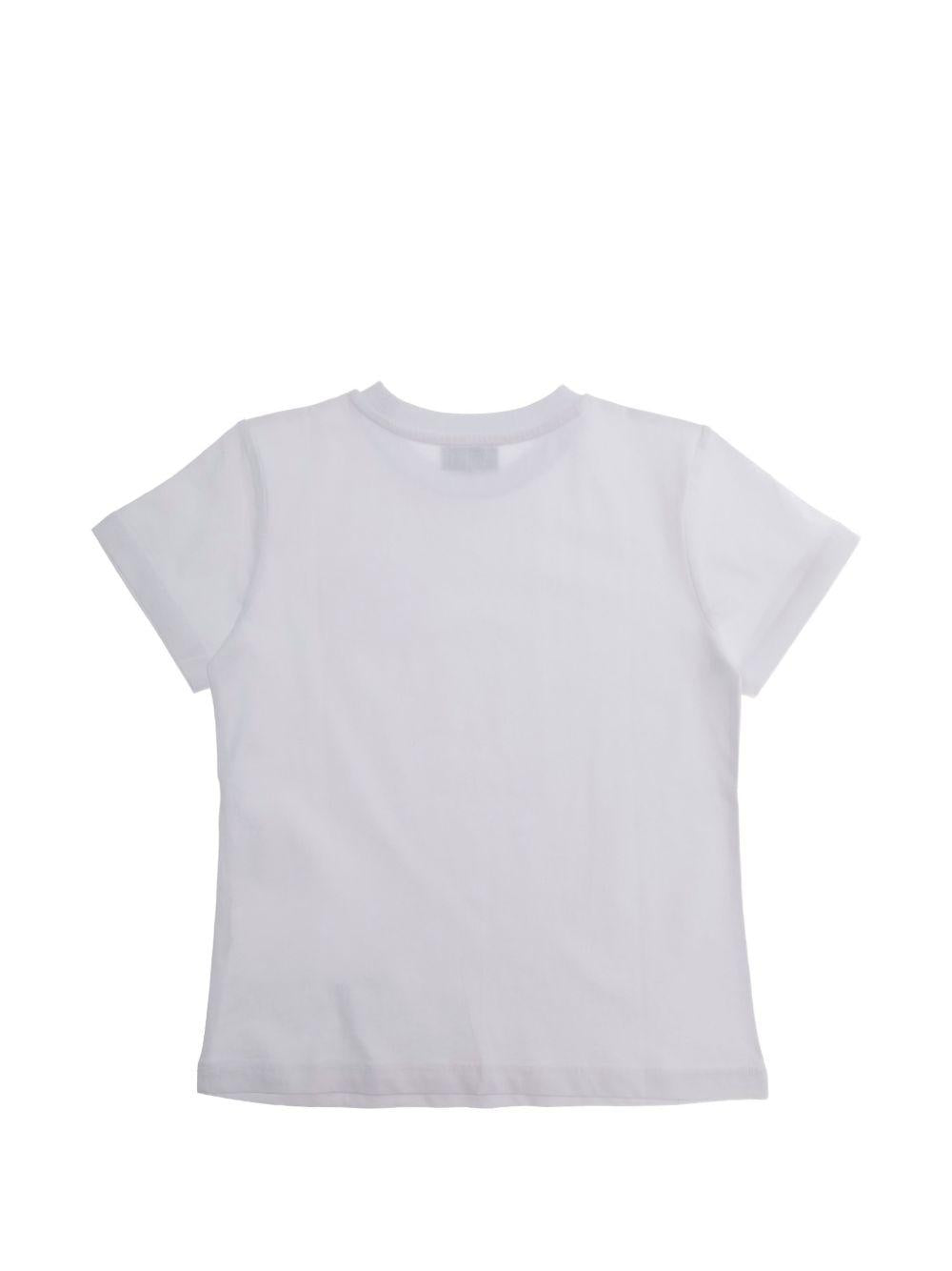 T-shirt per bambina Moschino Kids bianca con ricamo orsetto HAM03PLAA02 10101 MOSCHINO KIDS