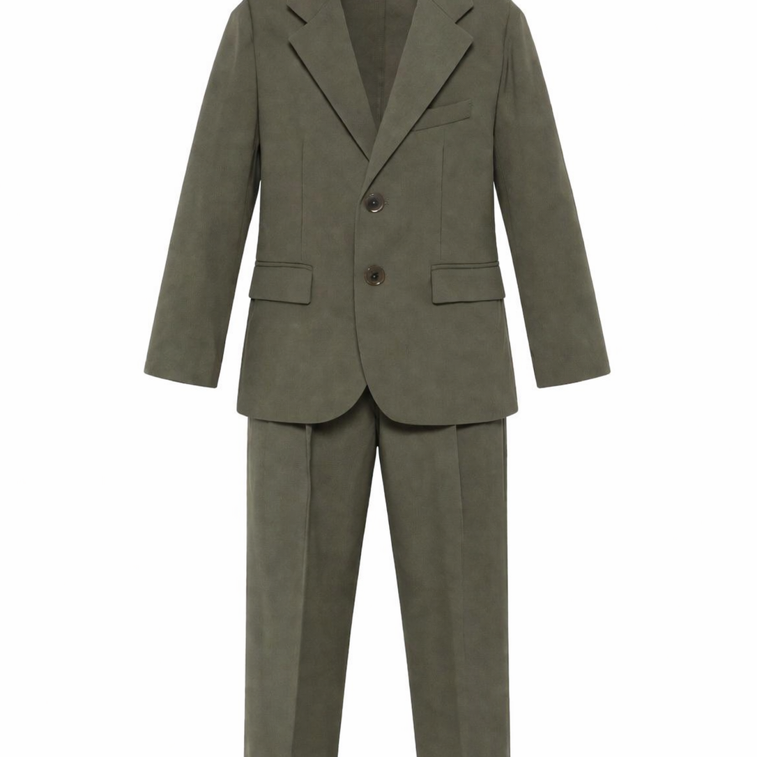 Completo a due pezzi per bambino Paola Pecora Kids verde con revers a lancia PP4267 OLIVA PAOLO PECORA KIDS