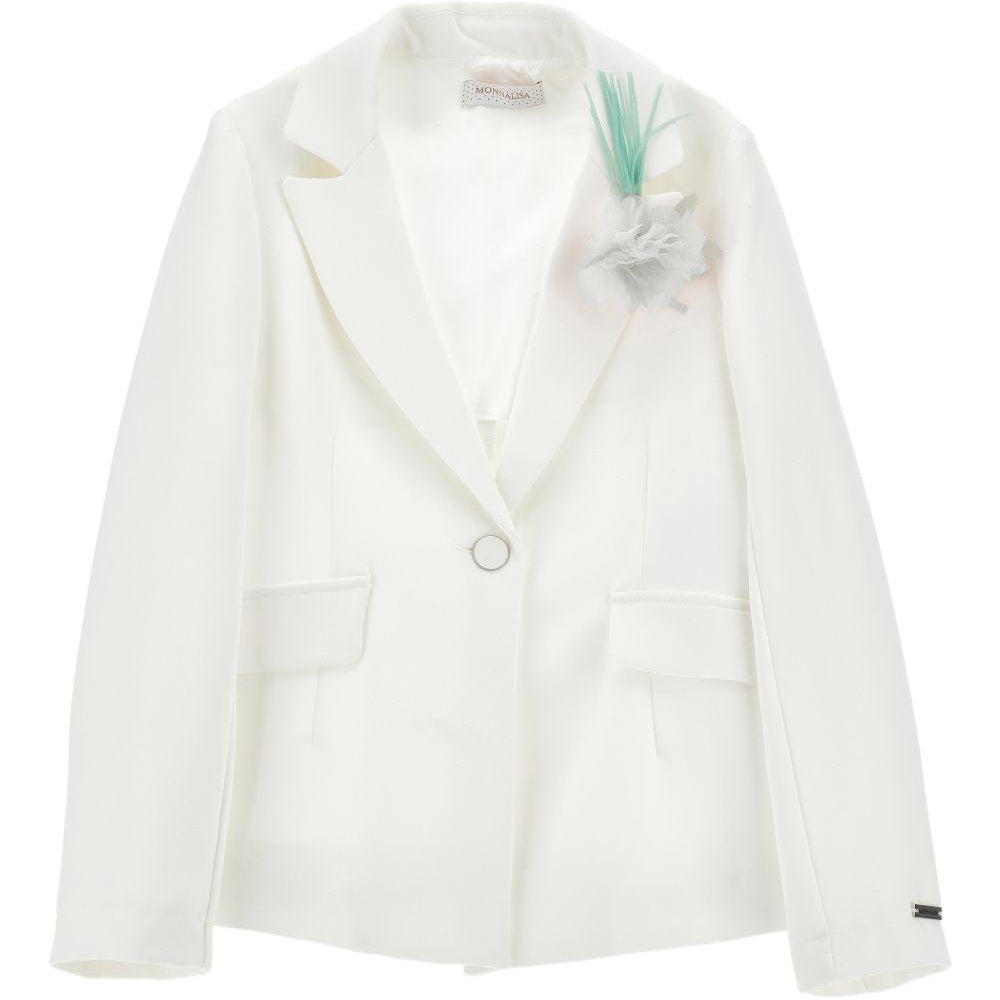 Blazer per bambina Monnalisa bianco con applicazione fiore 71G103 7303 0001 MONNALISA KIDS