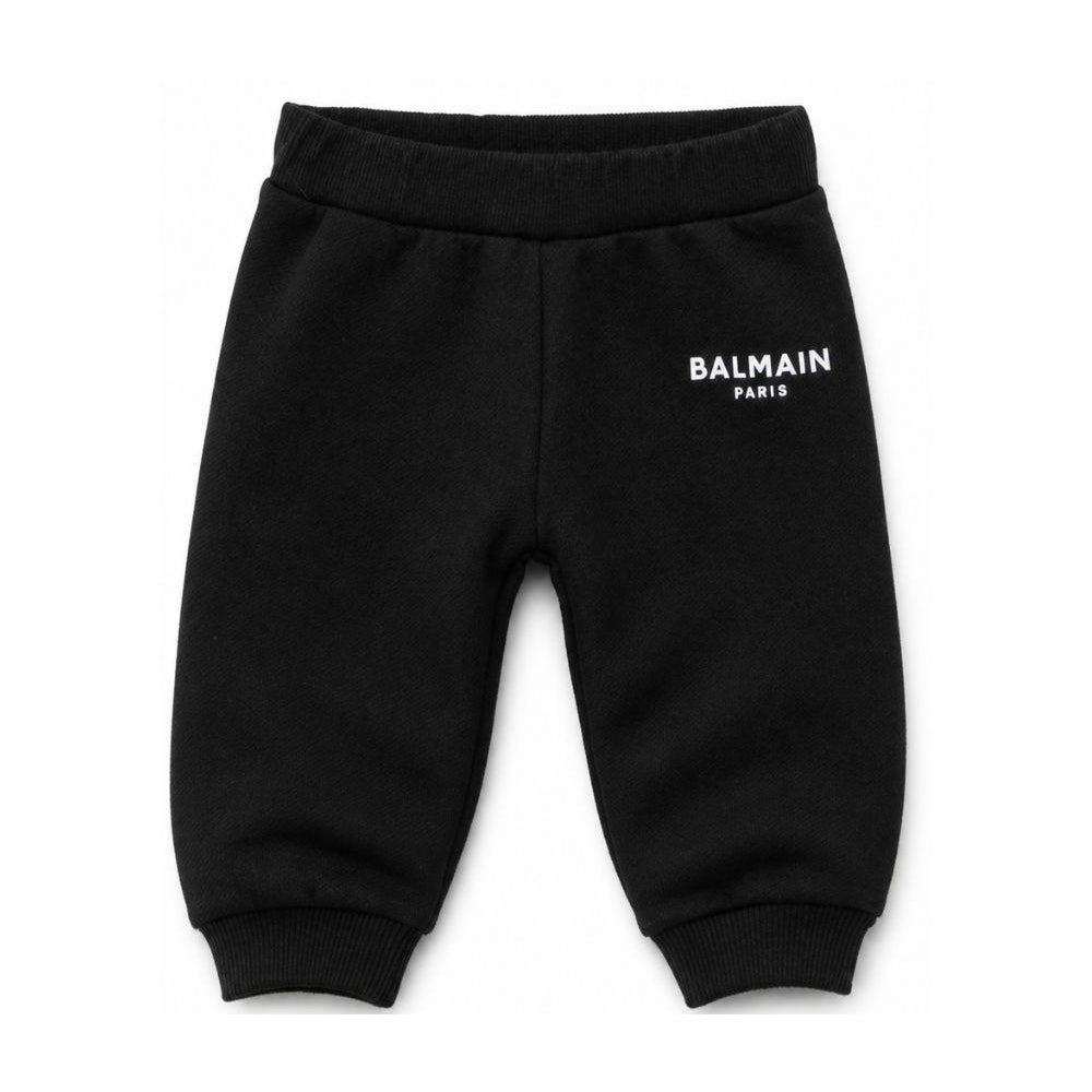 Pantaloni per neonati Balmain Kids neri con logo sul davanti BY6610 Z3183 930BC BALMAIN KIDS