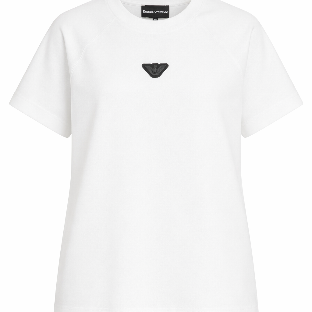 T-shirt per bambino Emporio Armani Kids bianca con logo Aquila sul davanti EB000943 AF13715 U0003 EMPORIO ARMANI KIDS