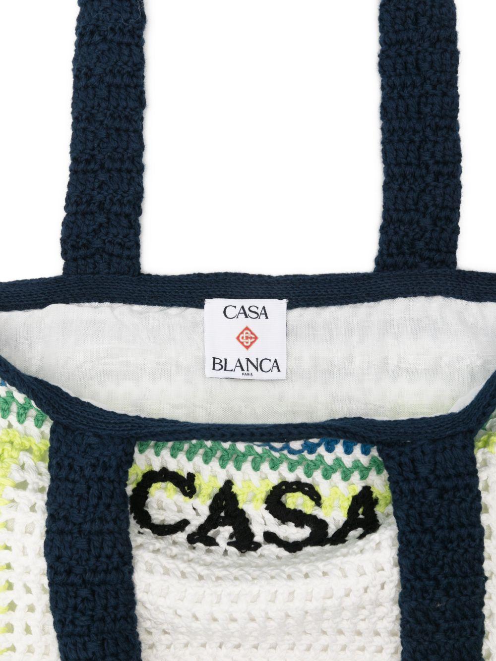 Borsa tote per bambina Casablanca Kids multicolor con ricamo logo ASP26BAG18701 WHITE/ BLUE STRIPE CASABLANCA KIDS