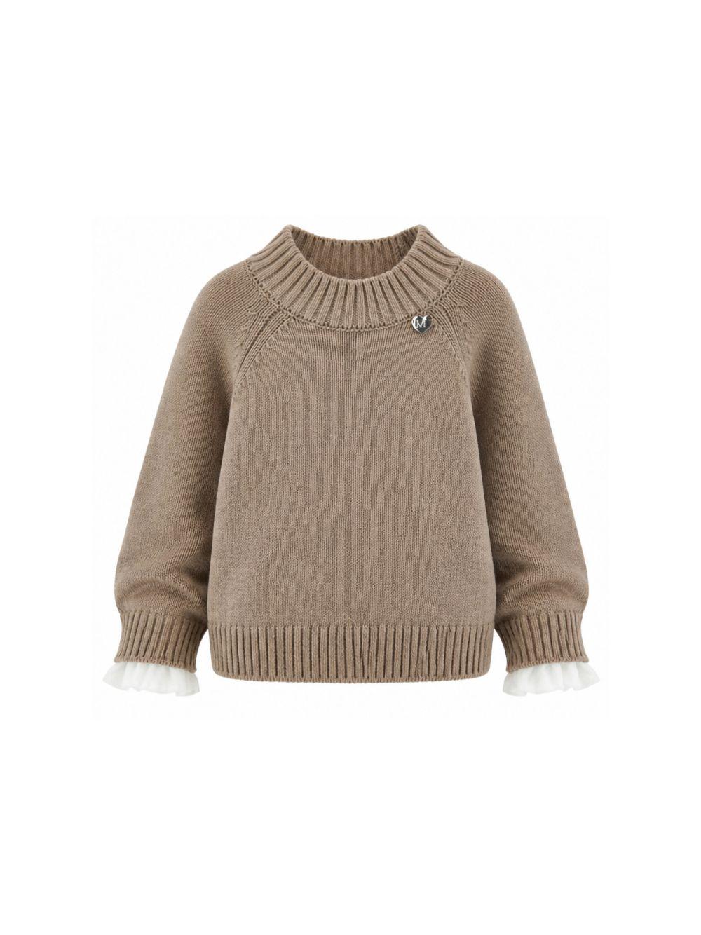 Maglione per bambina Monnalisa Kids marrone con design lavorato a maglia 17H601 8060 0003 MONNALISA KIDS
