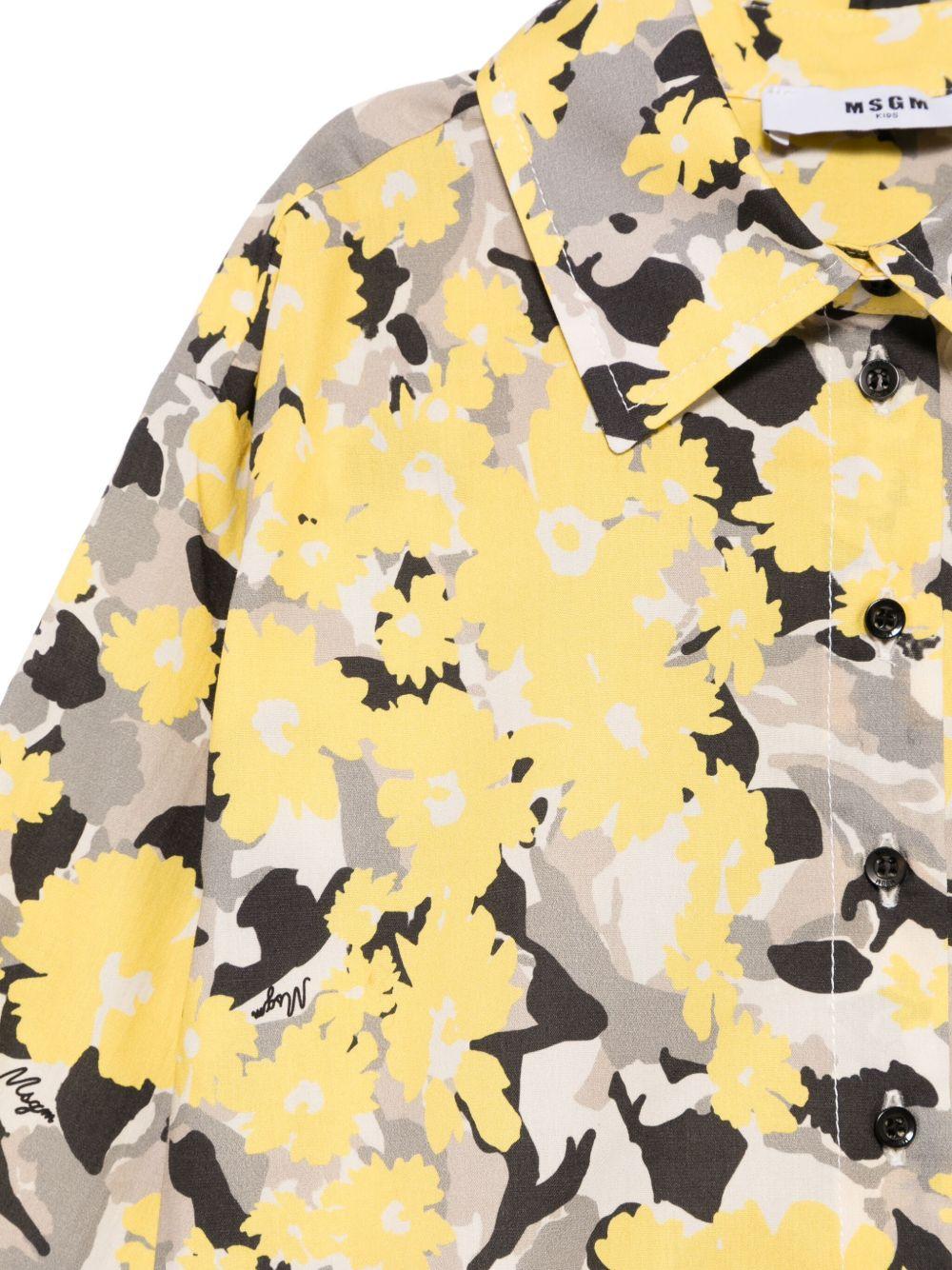 Camicia con stampa per bambina MSGM Kids giallo con polsini con abbottonatura S5MSJGSI124 110 MSGM KIDS