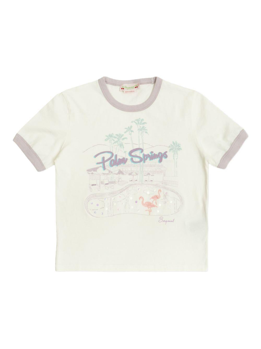 T-shirt per bambina Bonpoint bianca con paillettes C06GTSK00003 102 BONPOINT KIDS