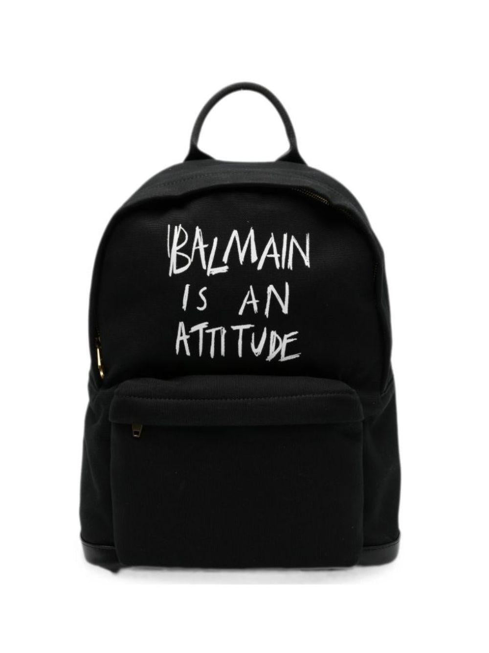 Zaino per bambini Balmain Kids nero con stampa grafica sul davanti BZ0I26 Z0042 930 BALMAIN KIDS