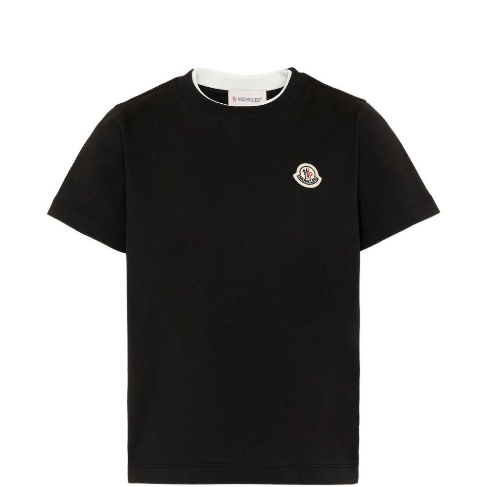 T-shirt per bambino Moncler Enfant nera con dettaglio logo L29548C0000889AFV 999 MONCLER KIDS