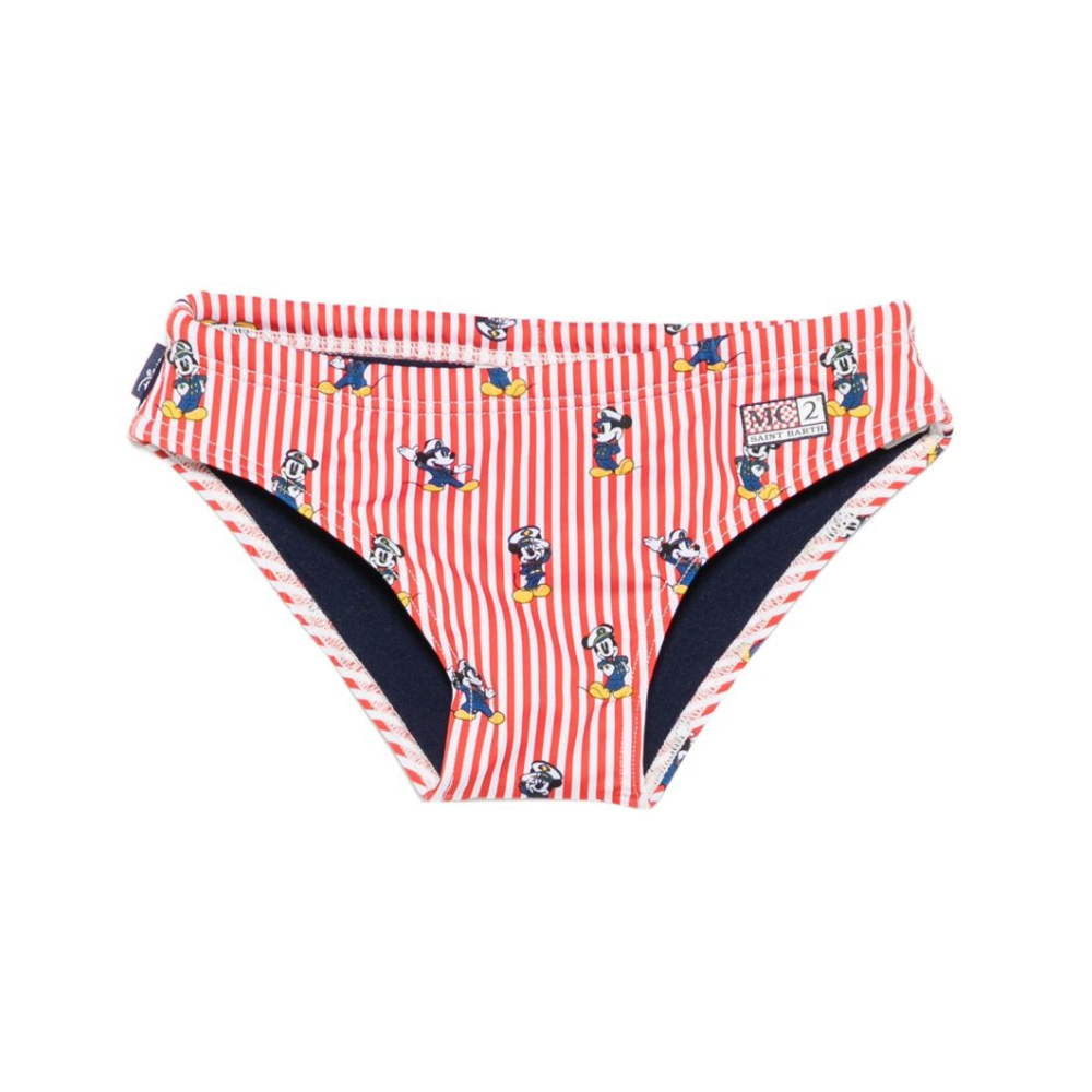 Slip da bagno per bambino MC2 Saint Barth Kids rosso con motivo a righe BIL0001 02834L MC2 ST. BARTH KIDS