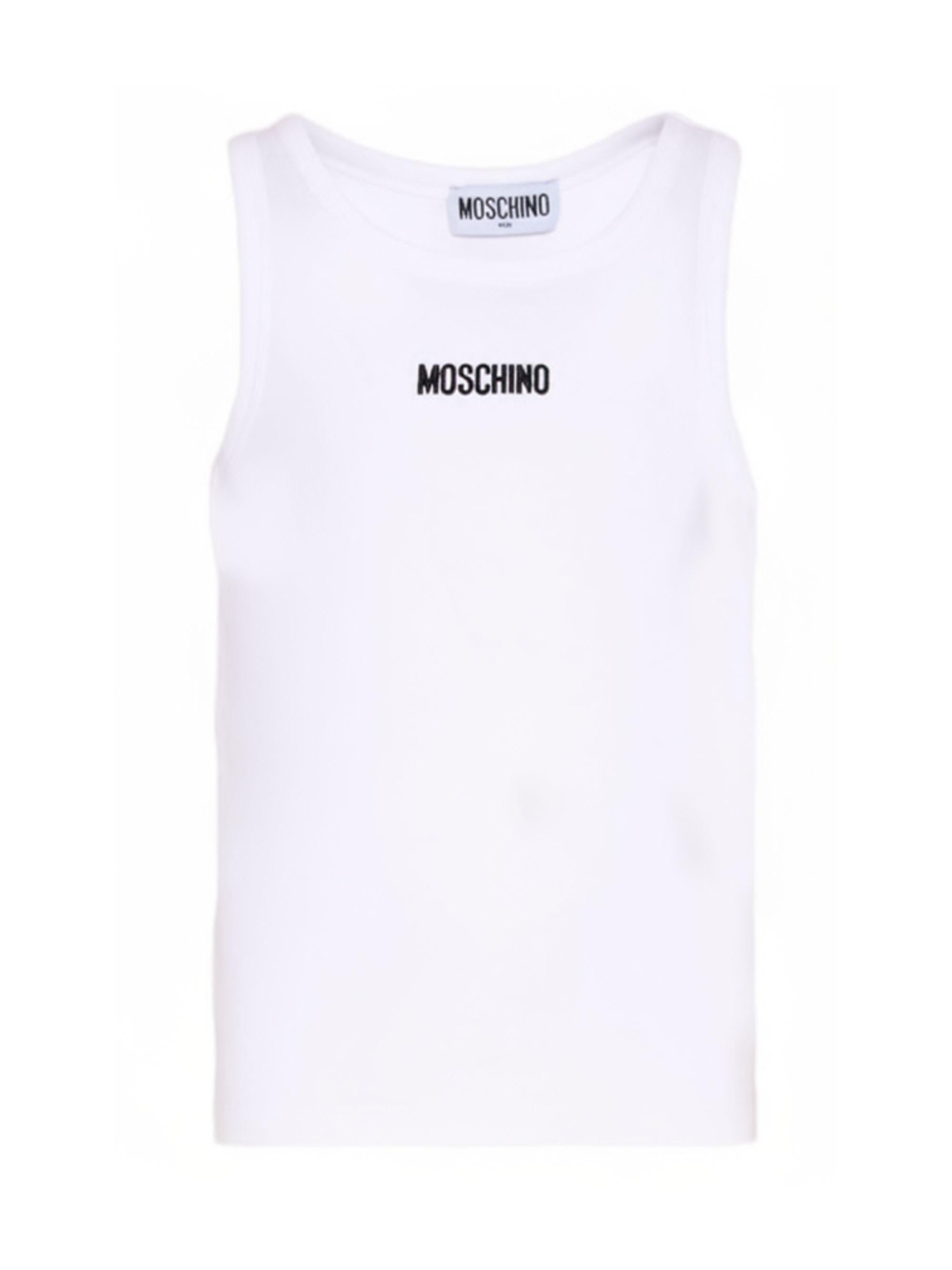 Canotta per bambina Moschino Kids bianca con logo sul davanti HAM06MLBA39 10101 MOSCHINO KIDS