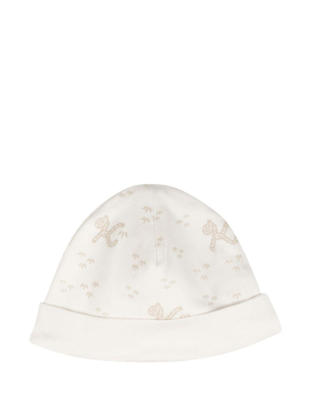 Set tutina, bavaglino e cappellino per neonato Kenzo Kids bianca con stampa a fantasia K61857 117 KENZO KIDS