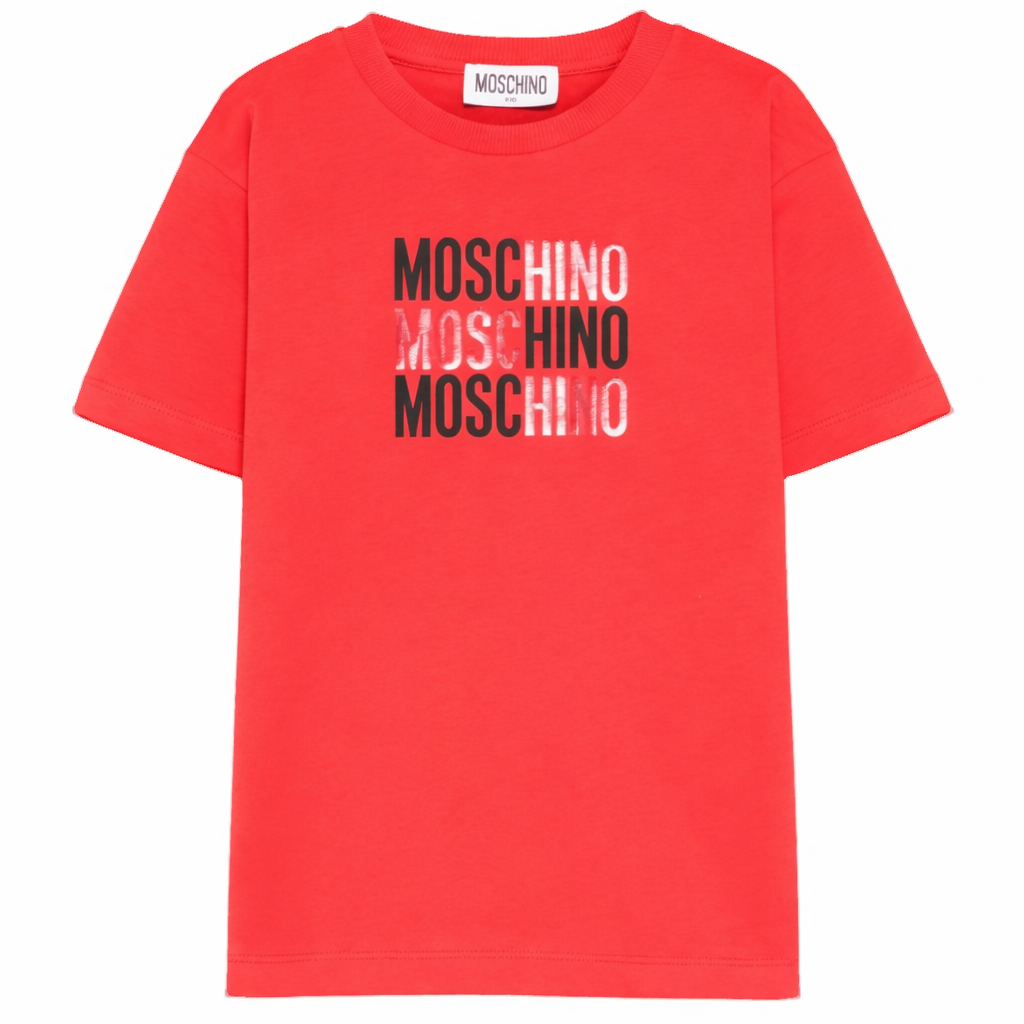 T-shirt per basmbino Moschino Kids rossa con stampa grafica H5M05GLAA23 50109 MOSCHINO KIDS