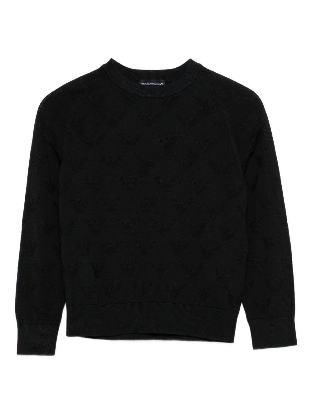 Maglione per bambino Emporio Armani Kids blu con scollo rotondo EB001229 AF23415 UB118 EMPORIO ARMANI KIDS