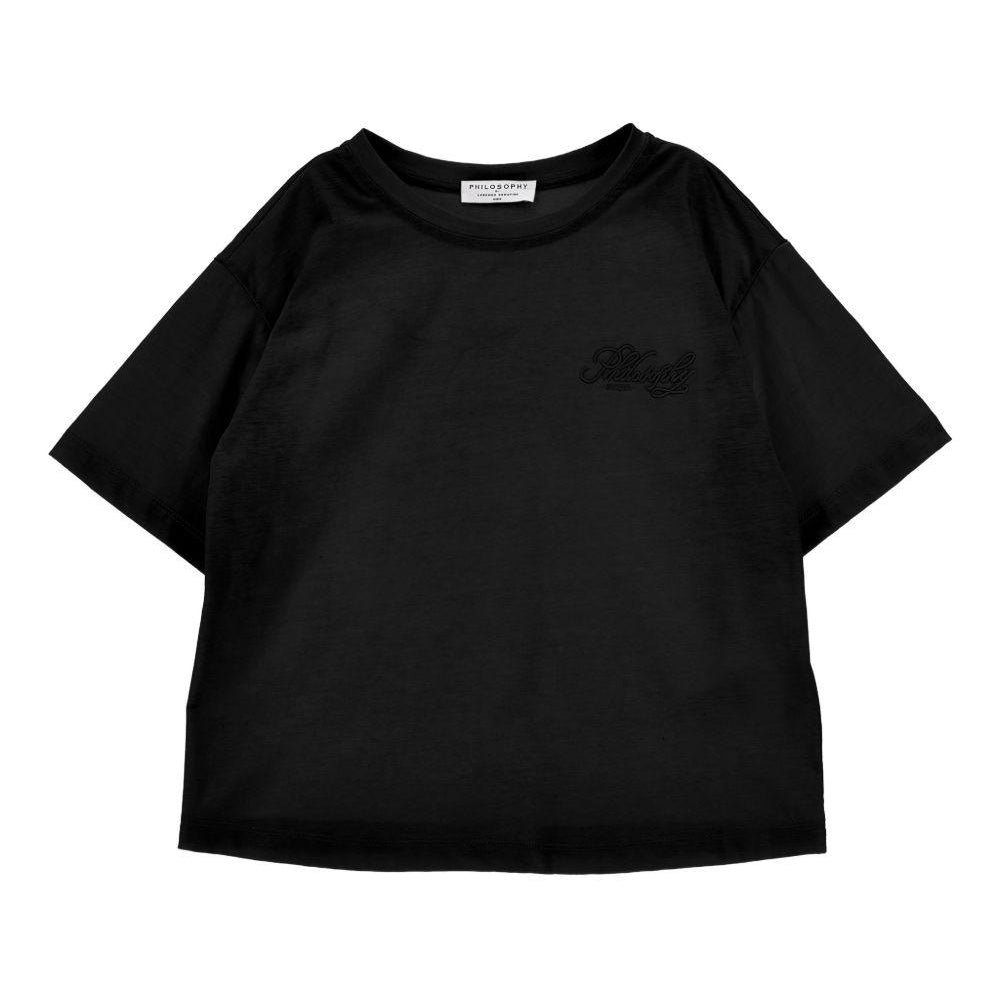 T-shirt per bambina Philosophy di Lorenzo Serafini Kids nera con logo ricamato sul davanti I1G609 7206 0050 PHILOSOPHY KIDS