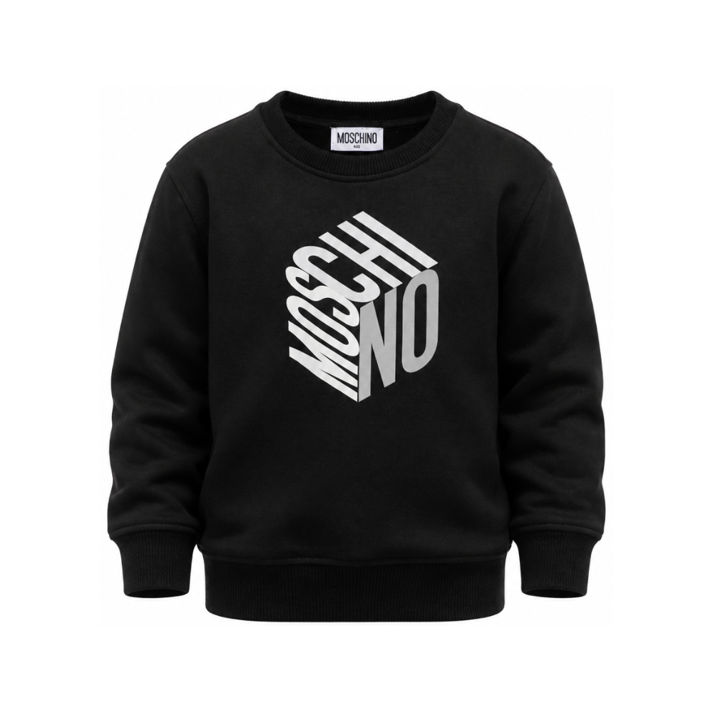 Felpa per bambino Moschino Kids nera con stampa grafica HUF0A2LCA92 60100 MOSCHINO KIDS