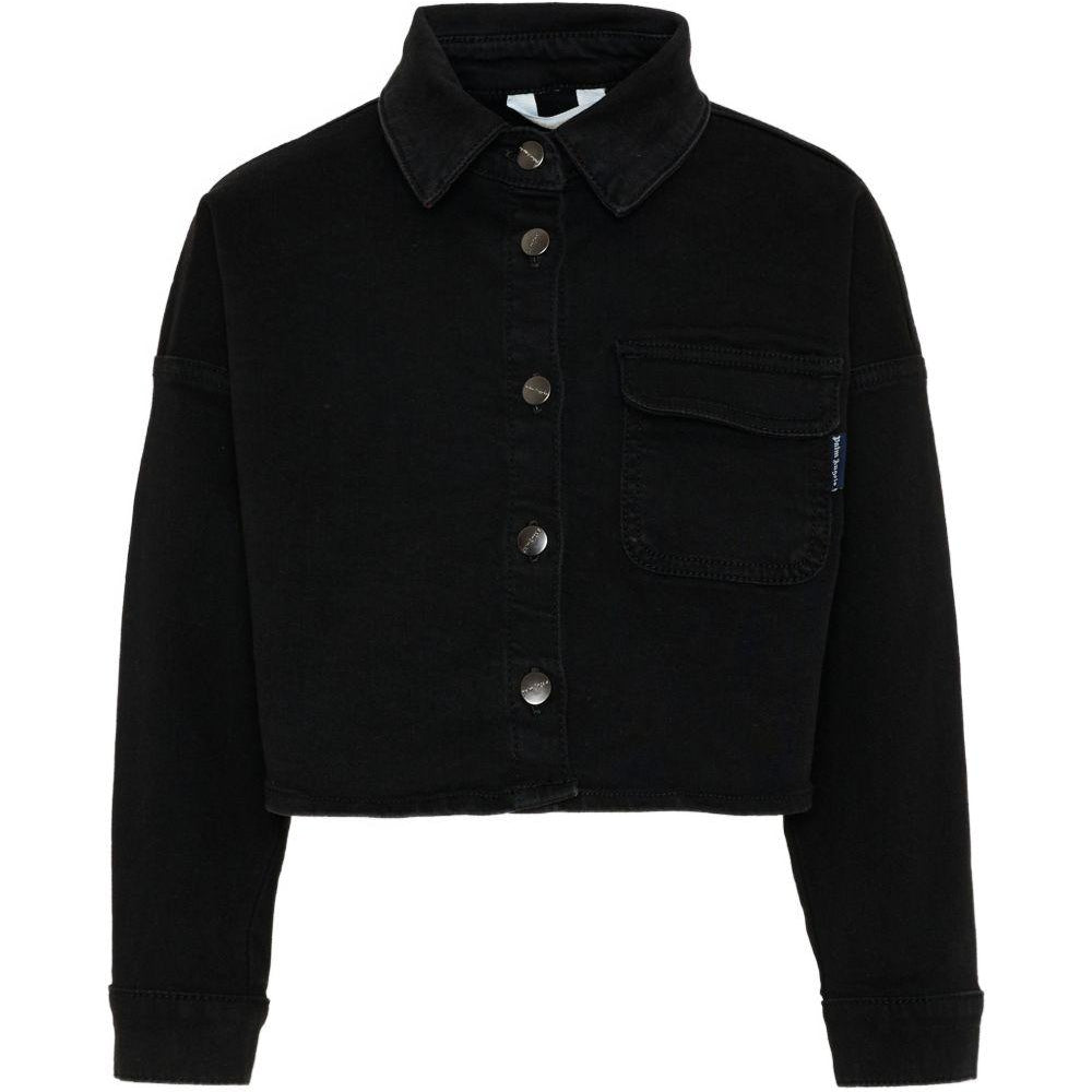 Giacca per bambina Palm Angels Kids nera con colletto PGGE007S26FAB001 110 PALM ANGELS KIDS