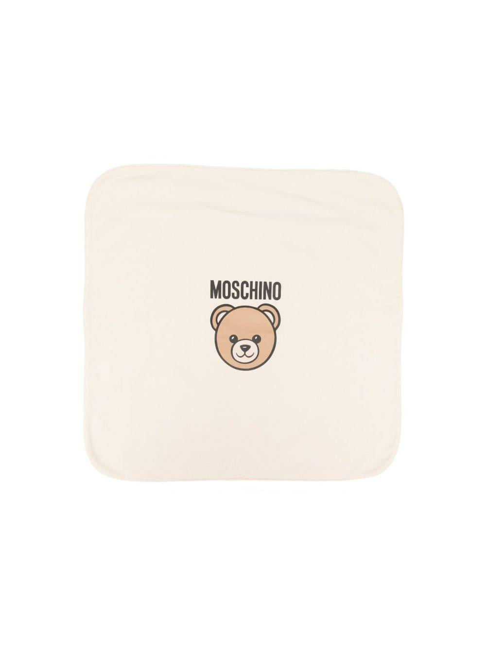 Coperta per neonati Moschino Kids beige con stampa Teddy Bear MUB00MLCA19 20404 MOSCHINO KIDS