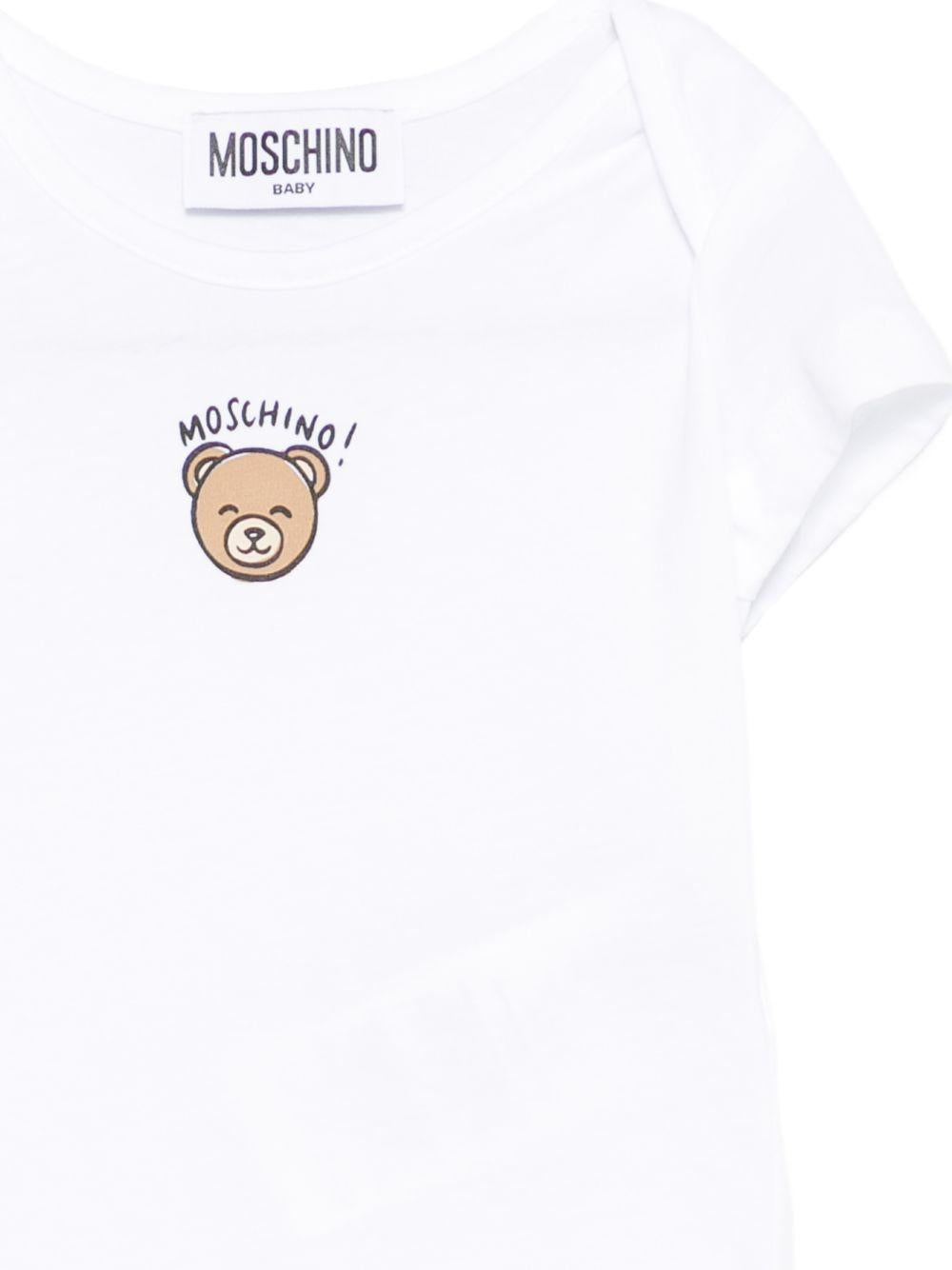 Body per neonati Moschino Kids bianco con stampa Teddy Bear MUT04KLAA03 10101 MOSCHINO KIDS
