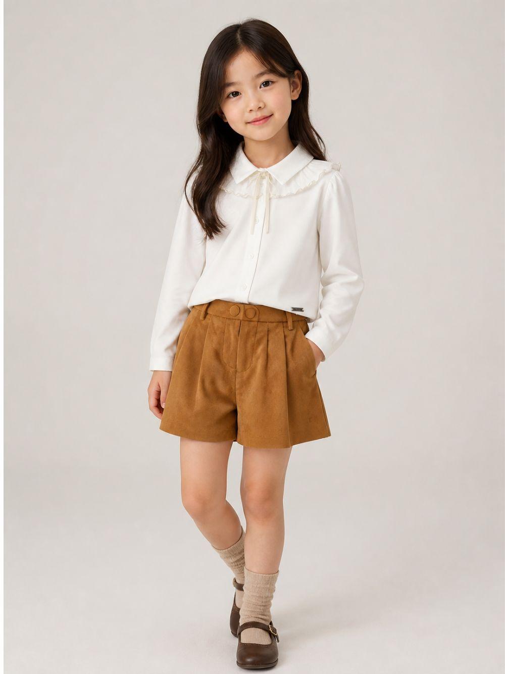 Shorts per bambina Monnalisa Kids marroni con placca con logo 41H405 8404 0005 MONNALISA KIDS