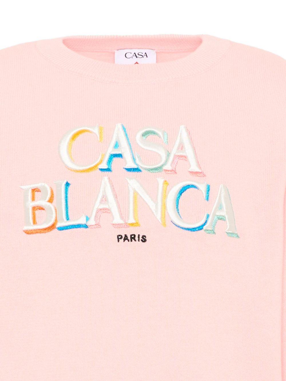 Felpa per bambina Casablanca Kids rosa con ricamo logo KPF26KW151501 STACKED CASABLANCA KIDS