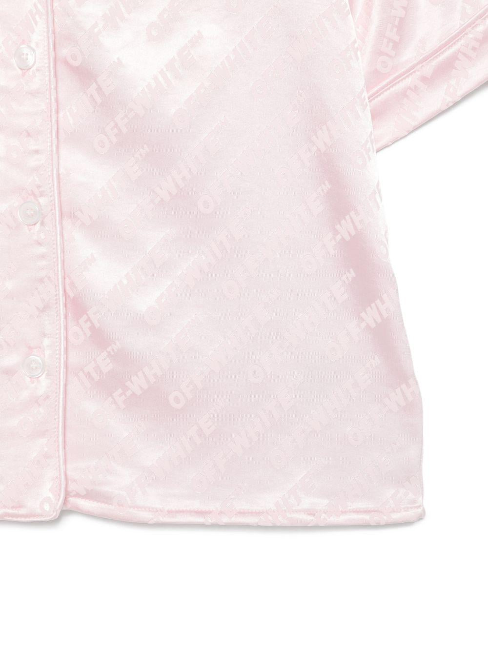 Camicia per bambina Off-White Kids rosa a maniche corte con fantasia 44GGG002S26F001 683 OFF WHITE KIDS