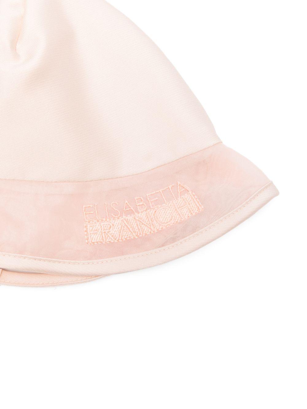 Cappello per neonata Elisabetta Franchi La Mia Bambina rosa chiaro con logo ricamato ENCP0810TV032 C036 ElISABETTA FRANCHI KIDS