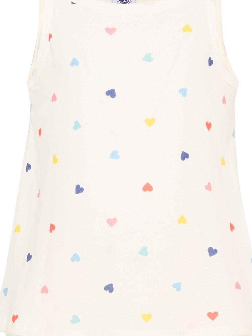 Pigiama per bambina Petit Bateau bianco con stampa cuoricini all-over A0F97 01 PETIT BATEAU