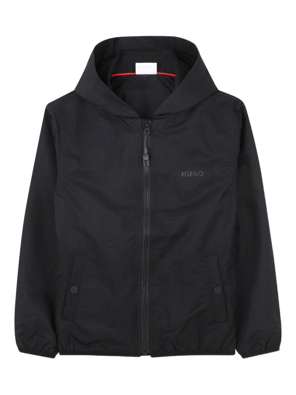 Giubbino per bambino Hugo Kids nero con stampa logo sul davanti G01013 09B Hugo KIDS
