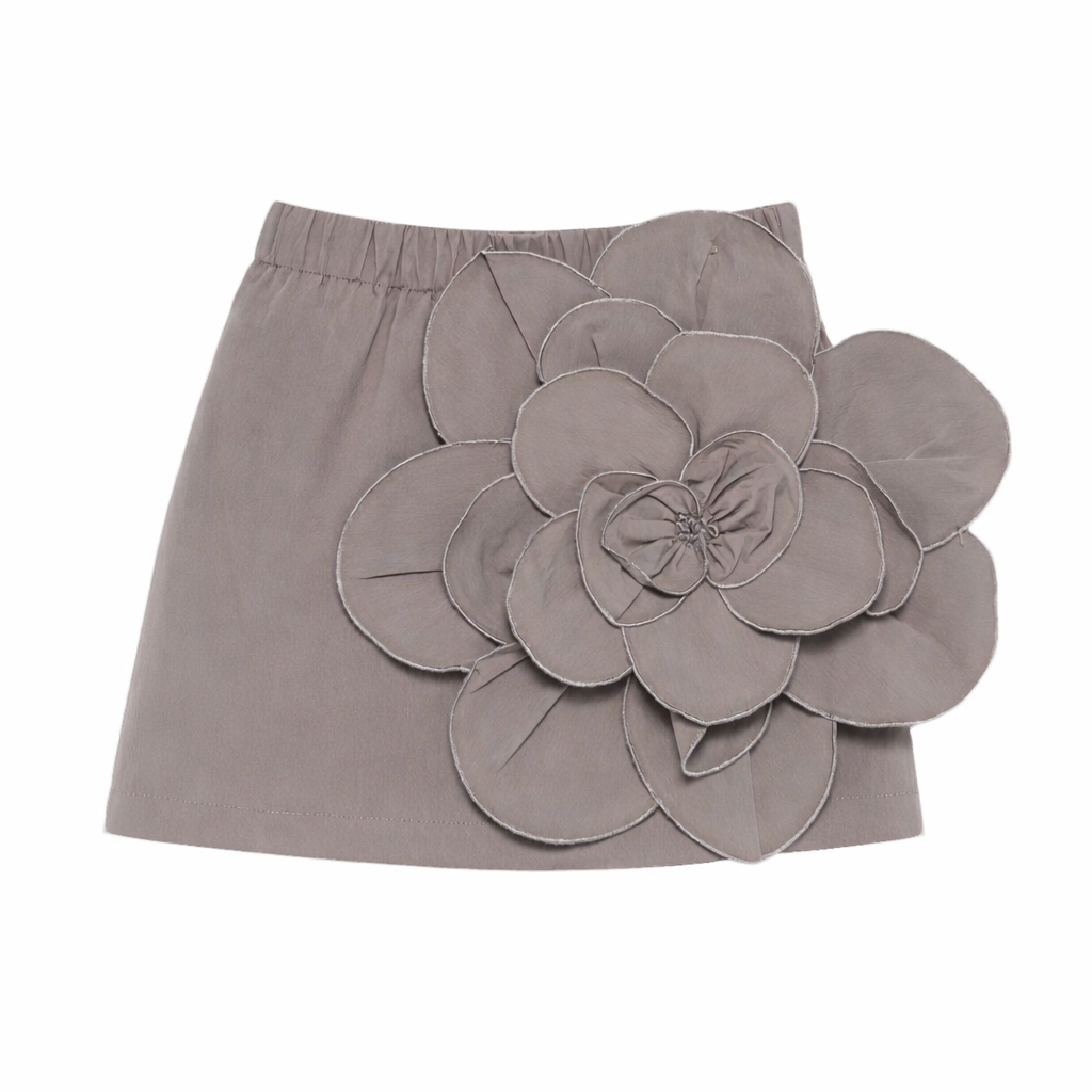 Gonna per bambina Douuod Kids grigia con applicazione a fiori DY7A71 P0589 907 DOUUOD KIDS