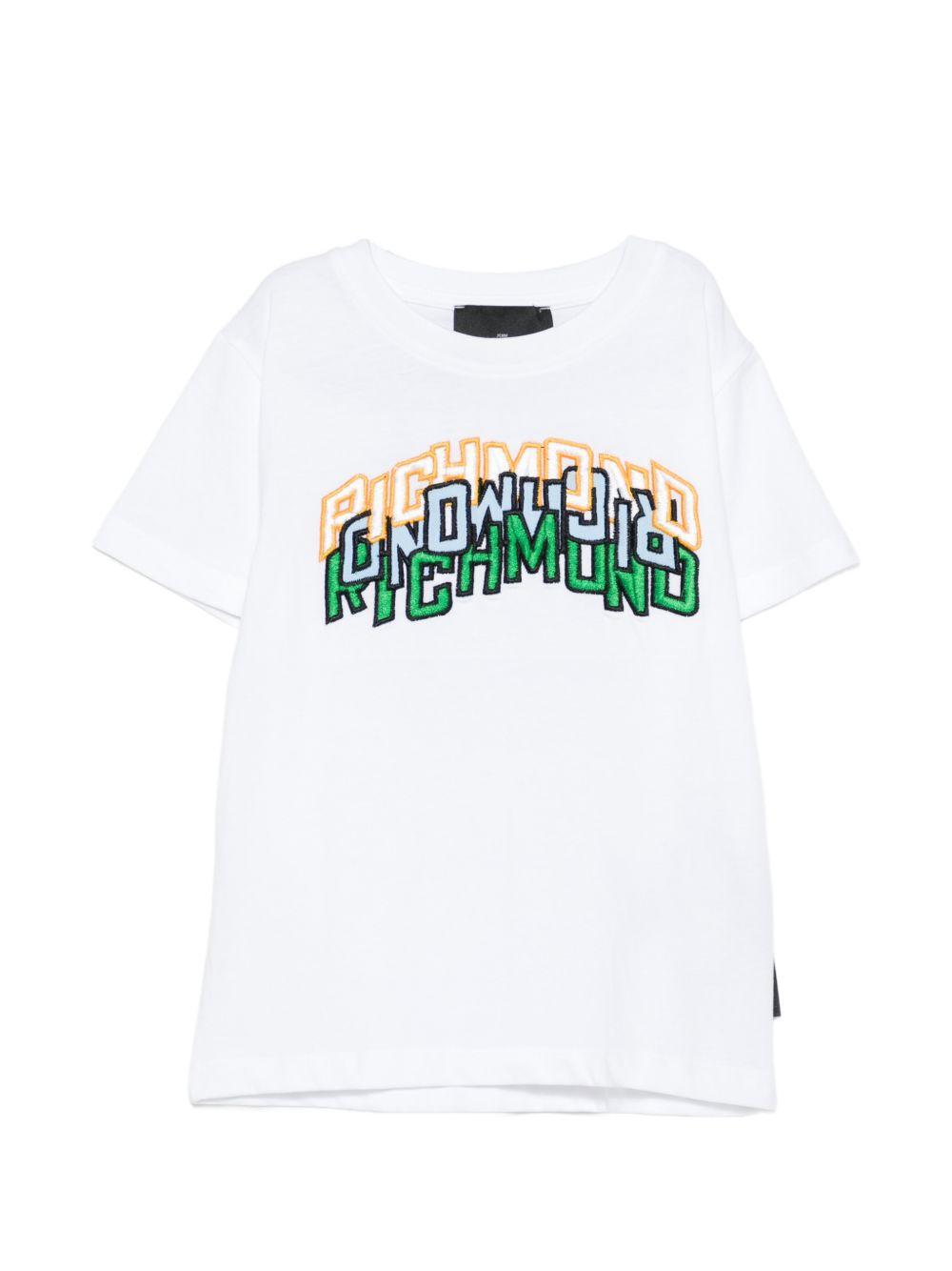 T-shirt per bambino John Richmond Junior bianca con dettaglio logo RBP26045TS WHITE JOHN RICHMOND KIDS