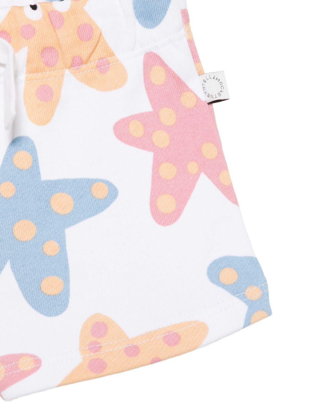 Shorts per neonati Stella McCartney Kids bianco con stampa grafica stelle marine TY6089 Z3572 100MC STELLA McCARTNEY KIDS