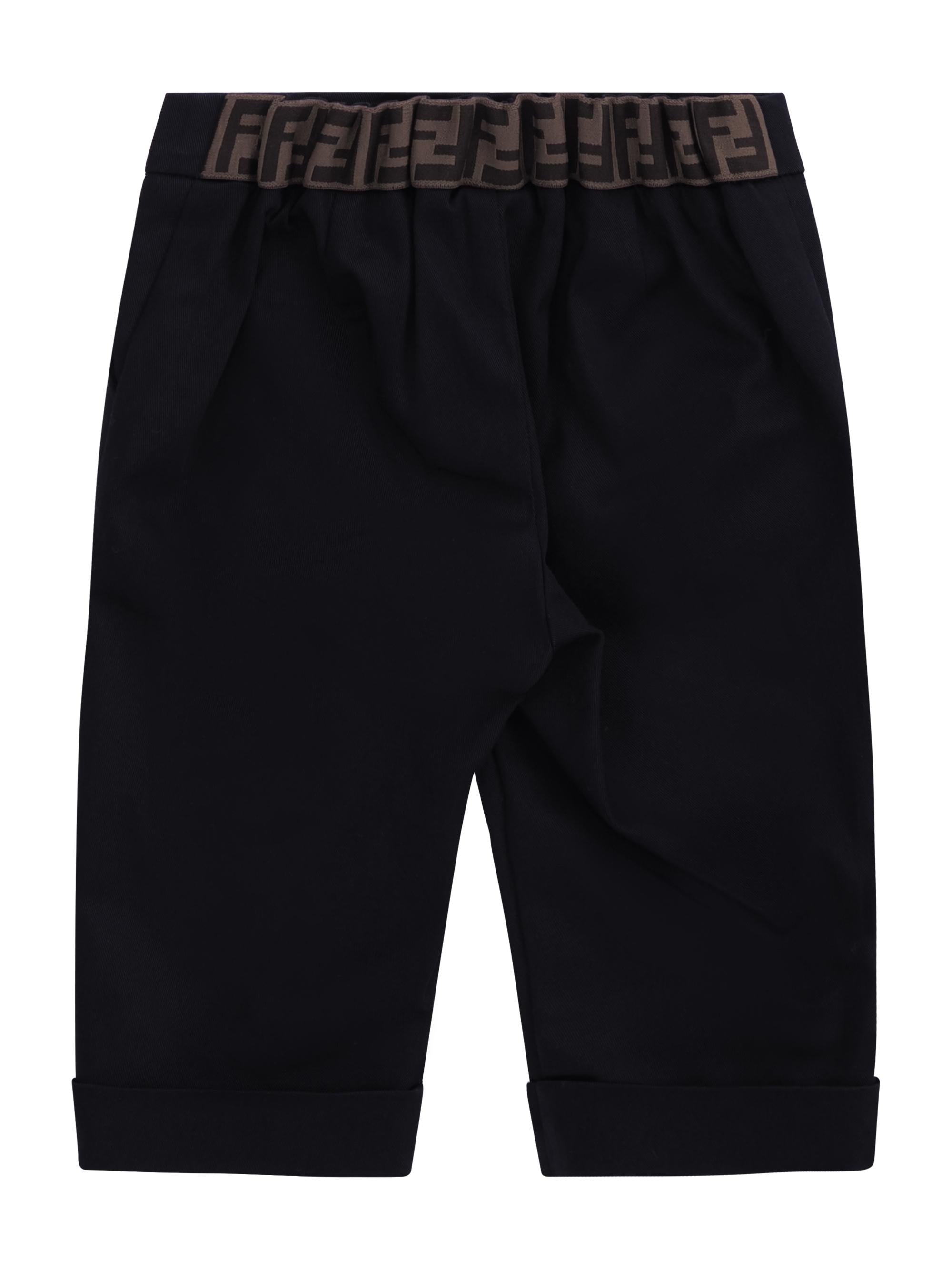 Pantaloni per neonato Fendi Kids blu con logo FF sul retro BMF271 AS5Y F0QG0 FENDI KIDS